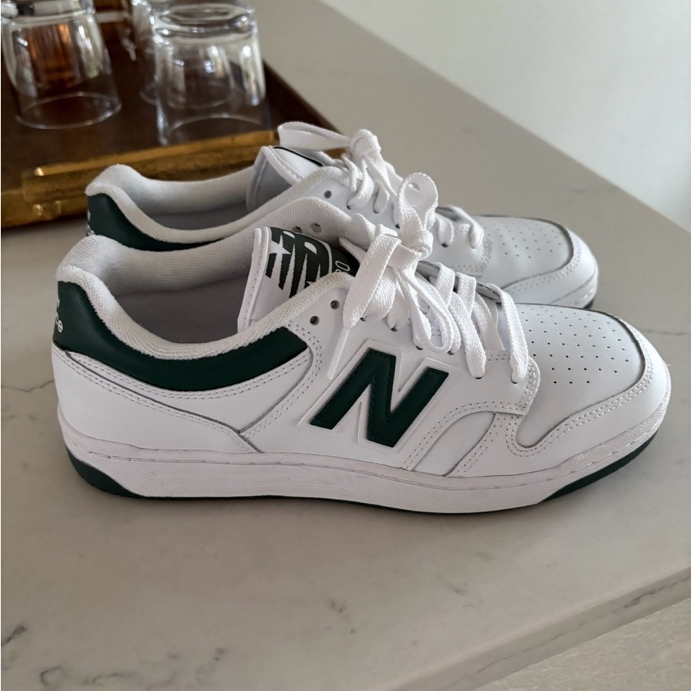 New Balance 480 Classic White and Green Sneakers - Picture 4 of 5